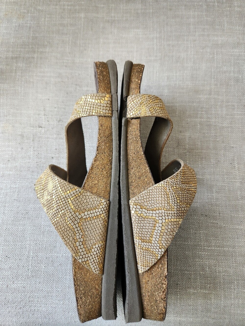 Mephisto Leather Gold Snake Slide Sandal "Helen" 38 7.5-8 Birkenstock Style - Picture 8 of 12